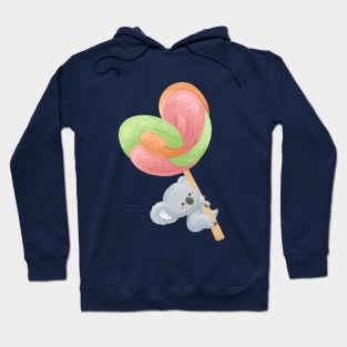 Koala Hanging on a Hearty Shape Lollipop Hoodie